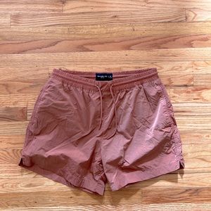 Men’s A&F Pull-On Shine Swim Truck - Size Medium - red/rust color.